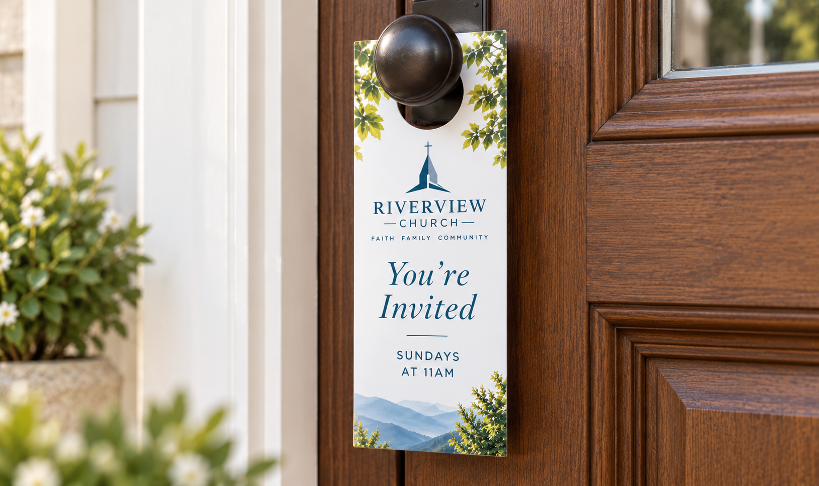 Custom church door hangers printed by U.S. Press