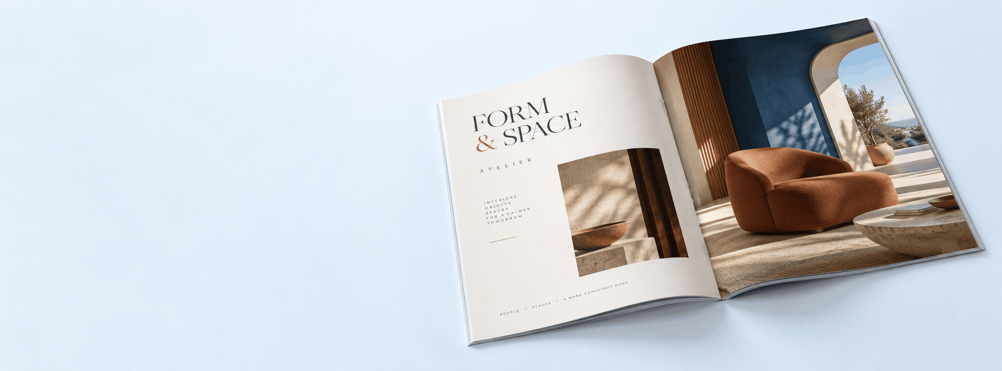 Open editorial-style catalog showcasing professional full-color booklet printing