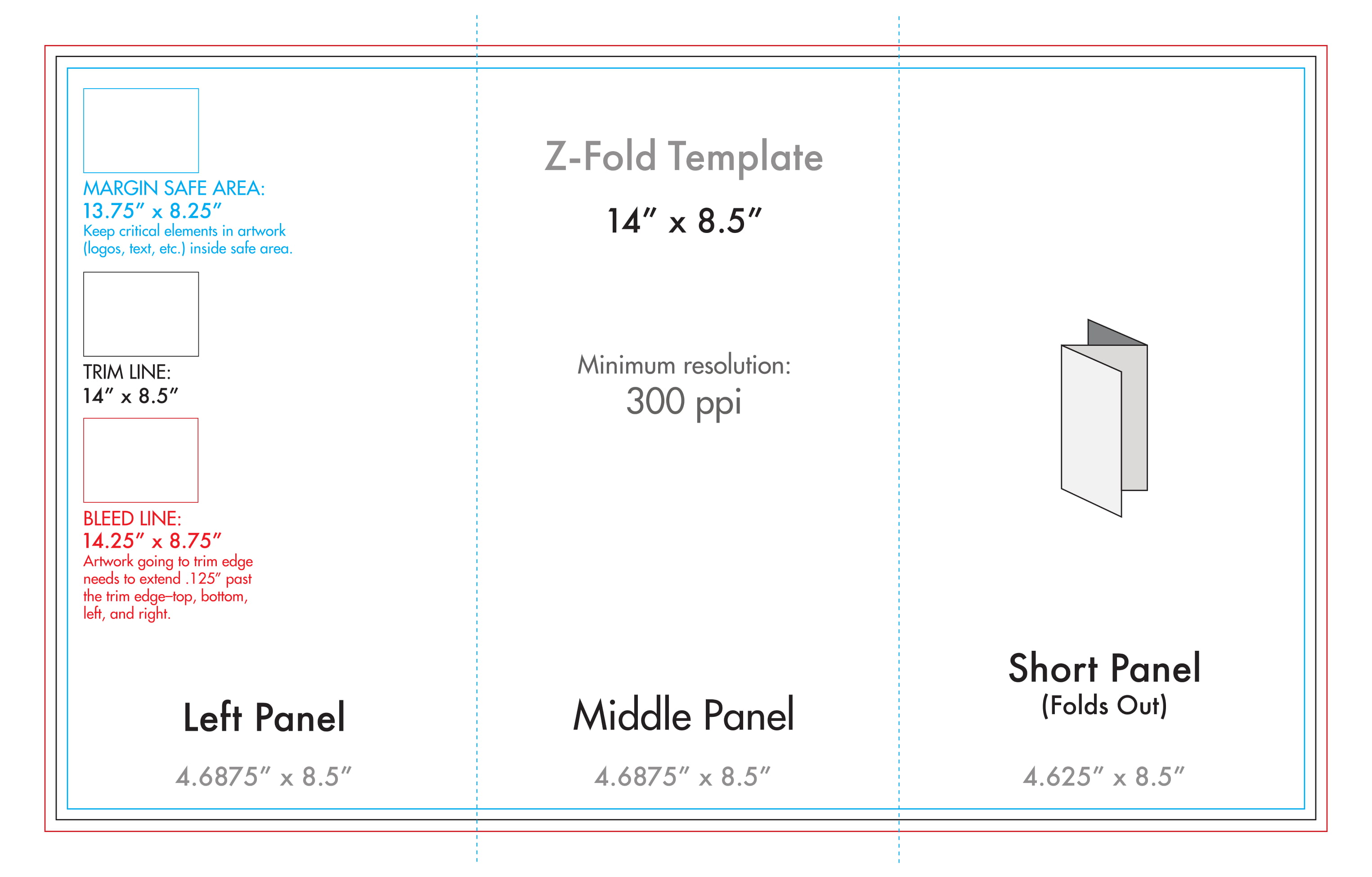 8 5 X 14 Z Fold Brochure Template U S Press