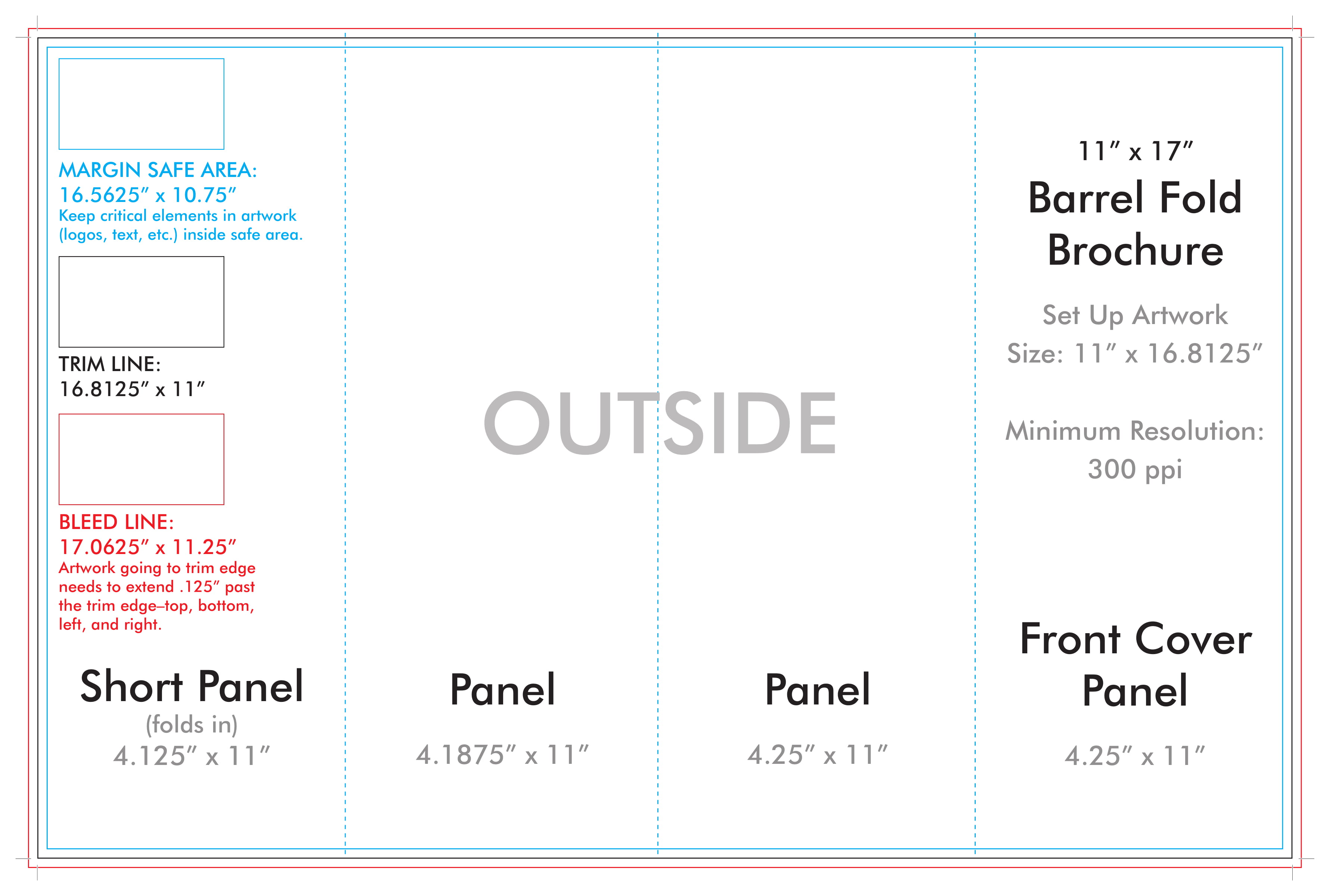 23" x 23" Barrel Fold Brochure Template - U.S. Press Throughout 4 Fold Brochure Template