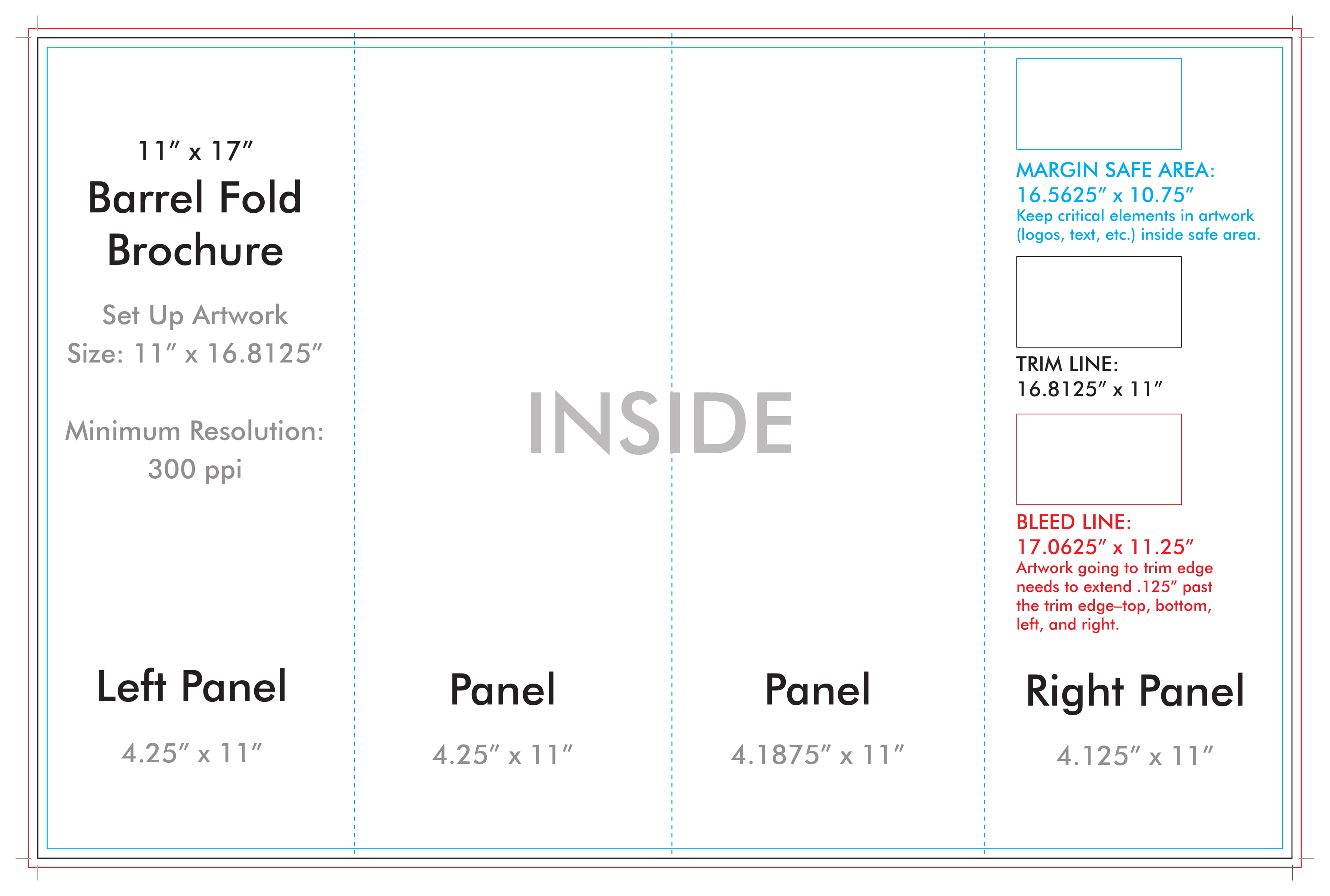 22" x 22" Barrel Fold Brochure Template - U.S. Press With Regard To 4 Panel Brochure Template