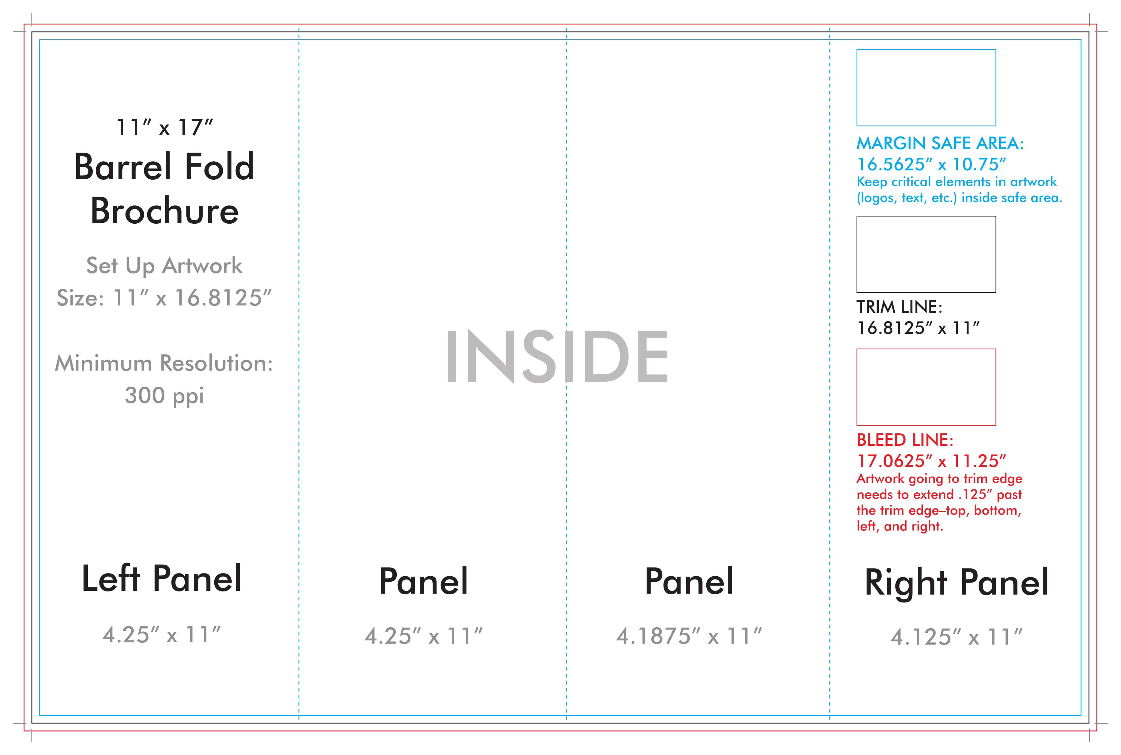 nakomelingen Madison Beer 11" x 17" Barrel Fold Brochure Template - U.S. Press