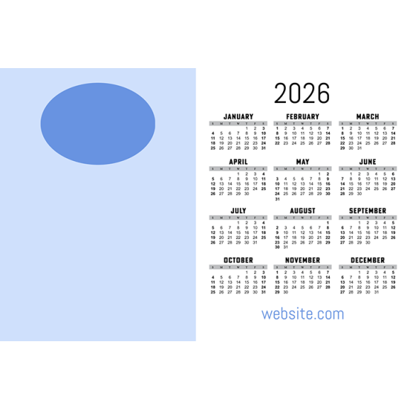 Postcard Calendar 6" x 9" Blank Template - 2026